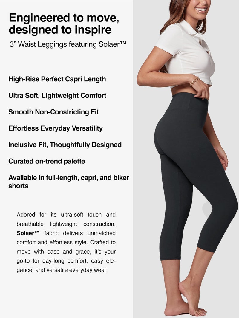 Conceited Capri Leggings for Women - High Waisted - Soft - Casual - Charcoal Grey - Small - Medium - Image 2